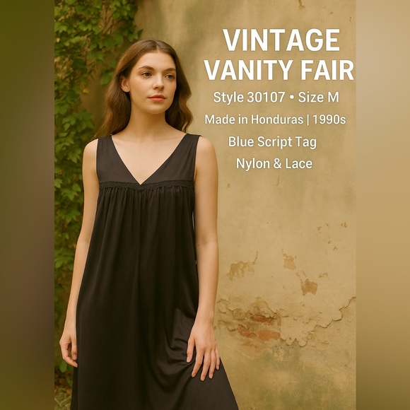 Vintage Vanity Fair Nightgown 90s Nylon M - Picture 1 of 8
